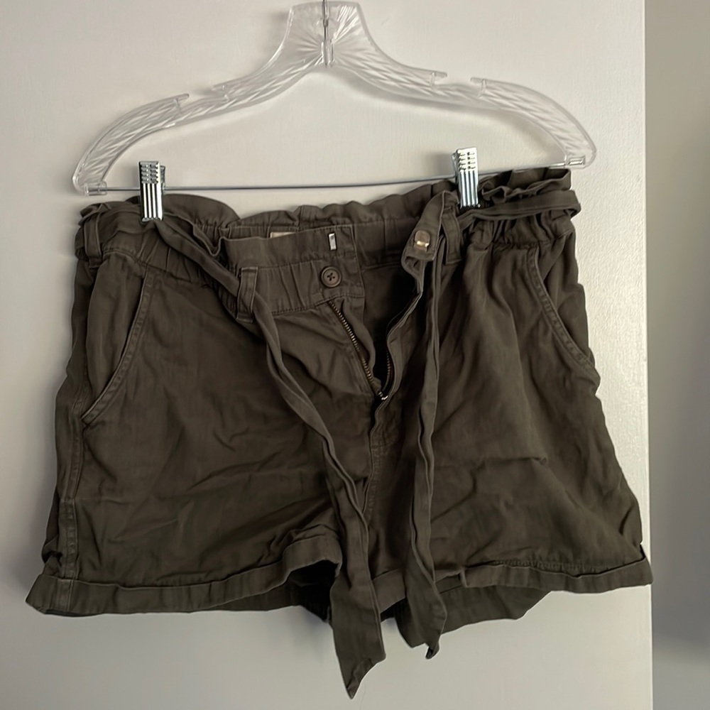 Olive Green Paper Bag Shorts